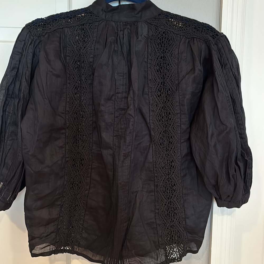 Frame black lace 3/4 sleeve blouse - Picture 6 of 13